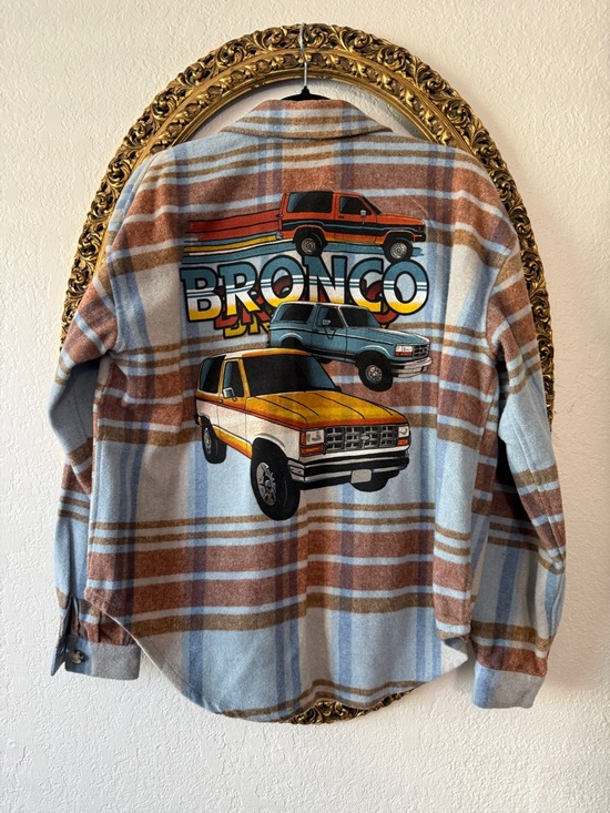 Ford Tops - Ford Plaid Shirt Jacket - Light Blue & Brown